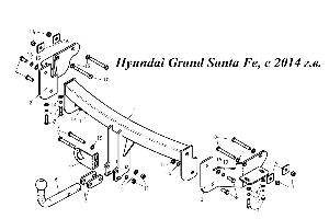 Фаркоп на Hyundai Grand Santa Fe, с 2014 г. в.  Город Стерлитамак