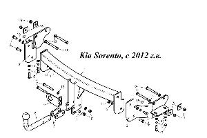 Фаркоп на Kia Sorento/Hyundai Santa Fe, с 2012 г. в.  Город Стерлитамак